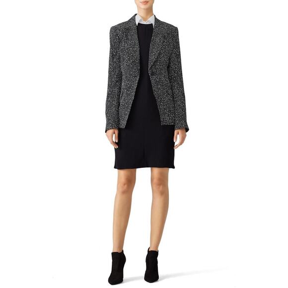 Diane Von Furstenberg DVF Charlotte Black Splatter Dot Blazer Jacket Size 4 - Picture 1 of 11